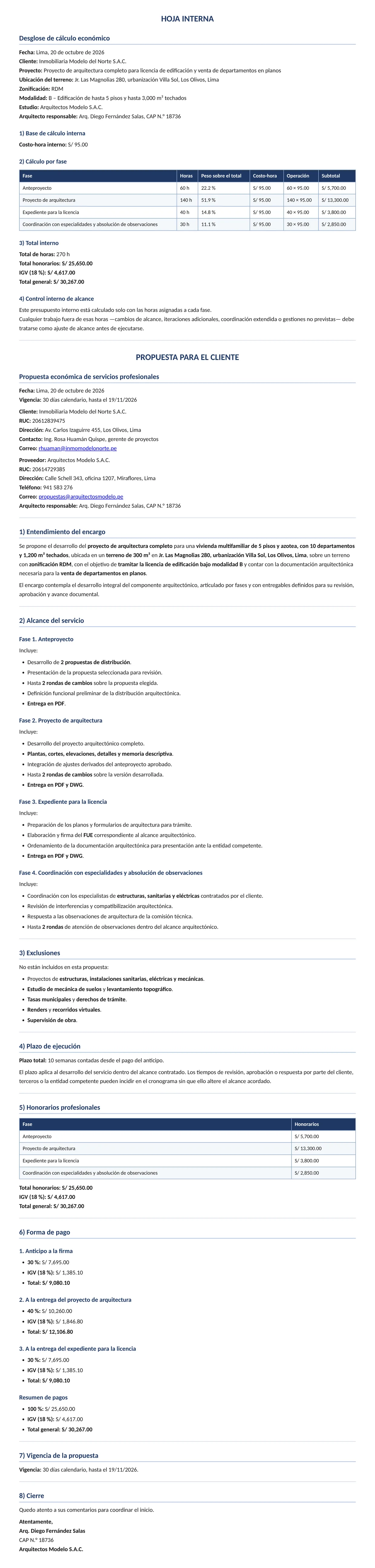 Documento entregado por la IA: Propuesta económica