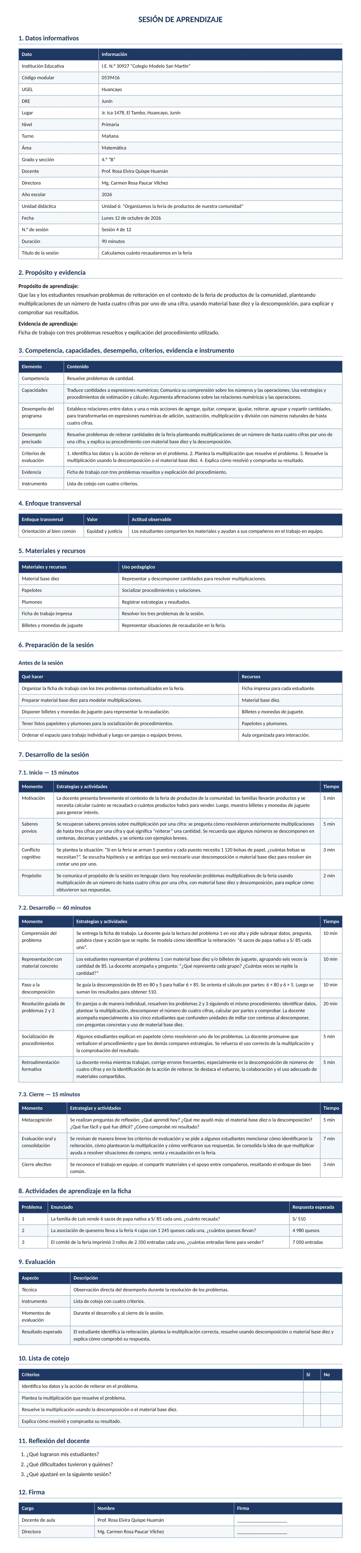 Documento entregado por la IA: Sesión de aprendizaje