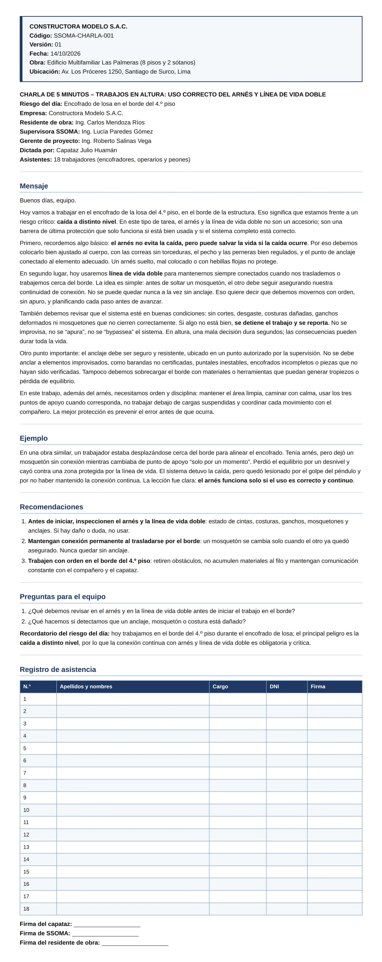 Documento entregado por la IA: Charlas de 5 minutos